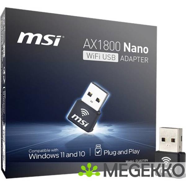 Grote foto msi ax1800 nano wifi usb adapter interfacekaart adapter usb 2.0 computers en software netwerkkaarten routers en switches