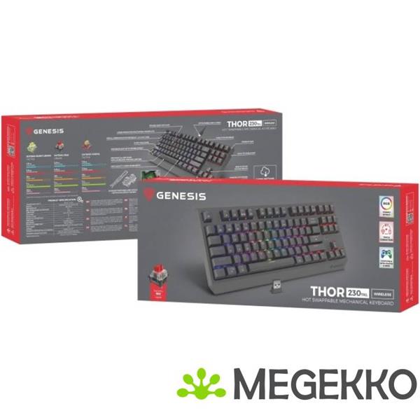 Grote foto genesis nkg 2106 thor 230 tkl gaming toetsenbord usb rf wireless bluetooth in grijs computers en software toetsenborden