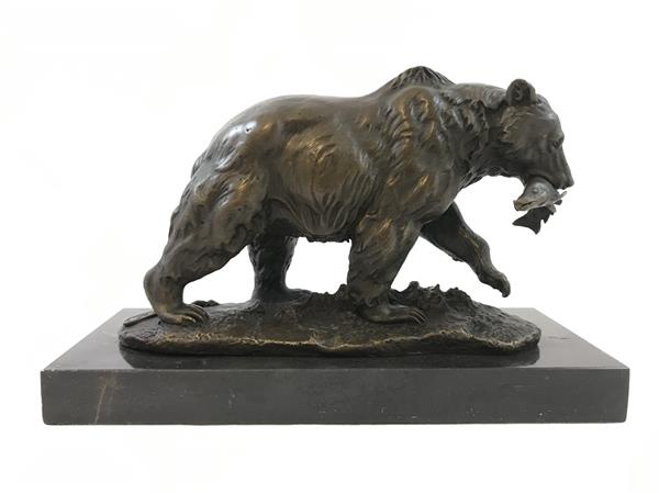 Grote foto een bronzen beeld sculptuur van een grizzly beer tuin en terras tuindecoratie
