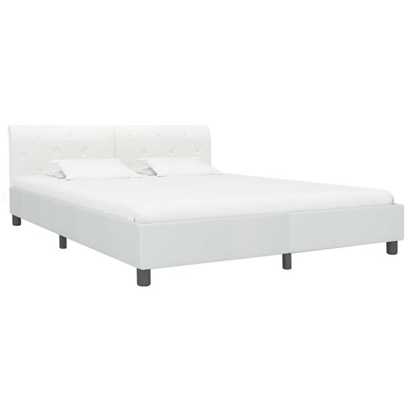 Grote foto vidaxl bedframe kunstleer wit 180x200 cm antiek en kunst stoelen en banken