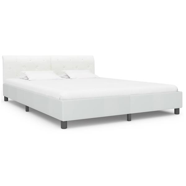 Grote foto vidaxl bedframe kunstleer wit 180x200 cm antiek en kunst stoelen en banken