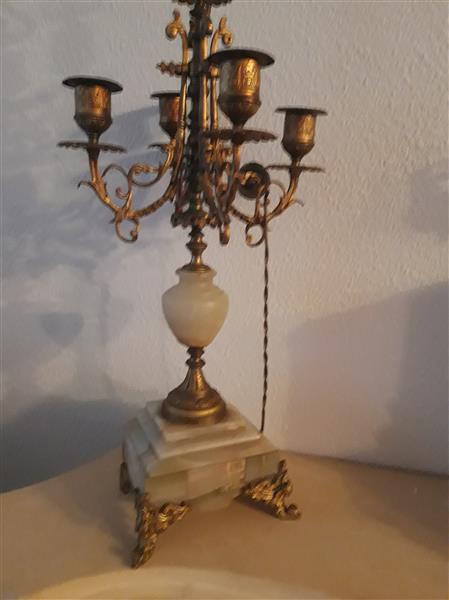 Grote foto klok pendule met 2 kandelaars marmer omhulsul antiek en kunst klokken