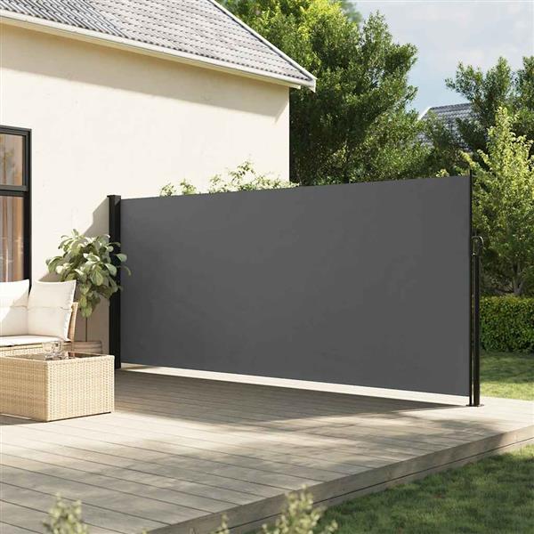 Grote foto vidaxl windscherm uittrekbaar 180x300 cm antracietkleurig tuin en terras overige tuin en terras