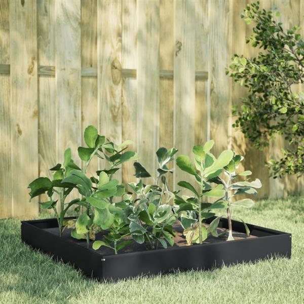 Grote foto vidaxl plantenbak verhoogd 100x100x26 cm staal zwart tuin en terras overige tuin en terras
