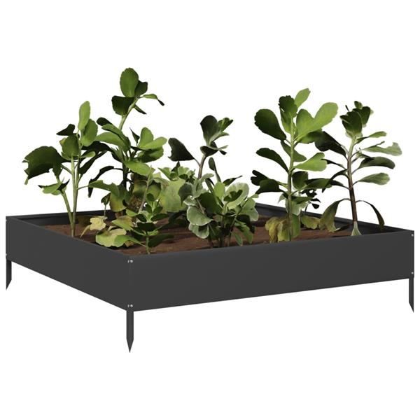 Grote foto vidaxl plantenbak verhoogd 100x100x26 cm staal zwart tuin en terras overige tuin en terras