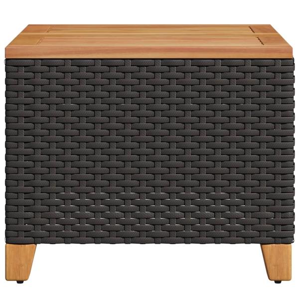 Grote foto vidaxl tuintafel 45x45x37 cm poly rattan en acaciahout zwart tuin en terras tuinmeubelen