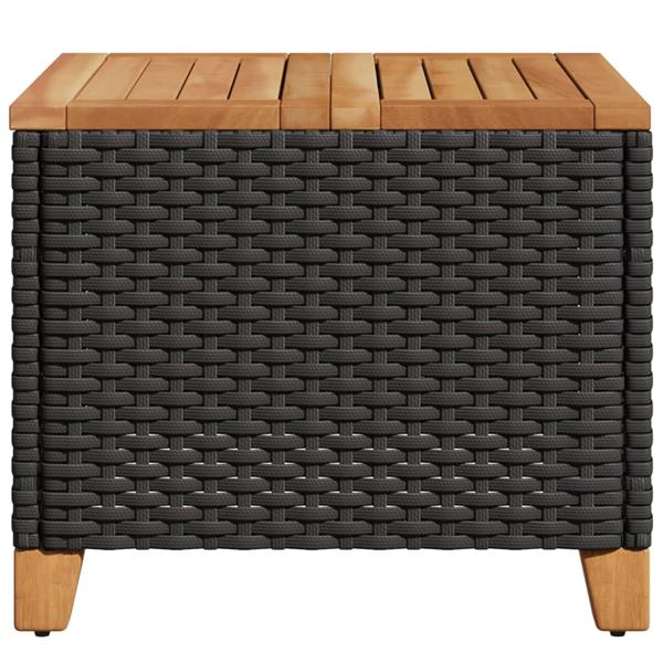 Grote foto vidaxl tuintafel 45x45x37 cm poly rattan en acaciahout zwart tuin en terras tuinmeubelen