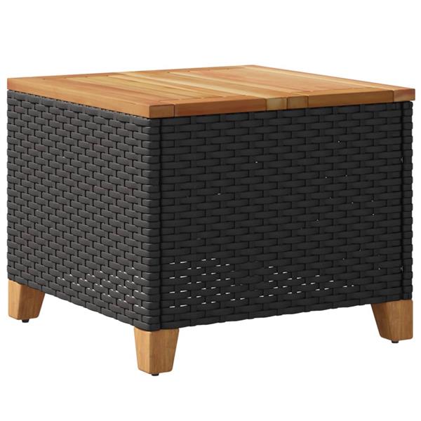 Grote foto vidaxl tuintafel 45x45x37 cm poly rattan en acaciahout zwart tuin en terras tuinmeubelen