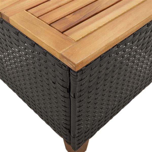 Grote foto vidaxl tuintafel 45x45x37 cm poly rattan en acaciahout zwart tuin en terras tuinmeubelen