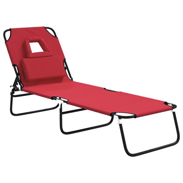 Grote foto vidaxl ligbed inklapbaar oxford stof en gepoedercoat staal rood tuin en terras tuinmeubelen
