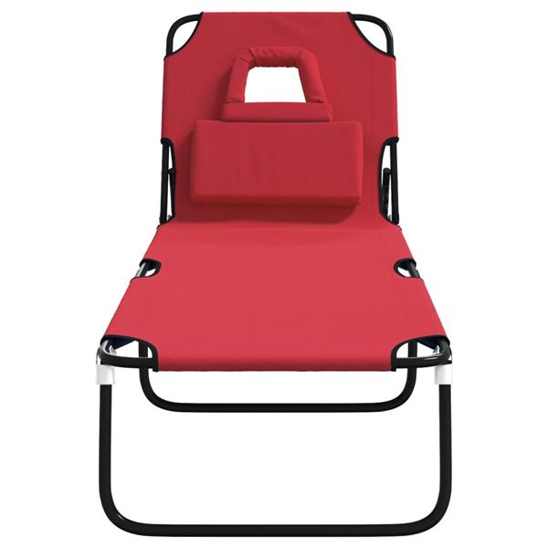 Grote foto vidaxl ligbed inklapbaar oxford stof en gepoedercoat staal rood tuin en terras tuinmeubelen