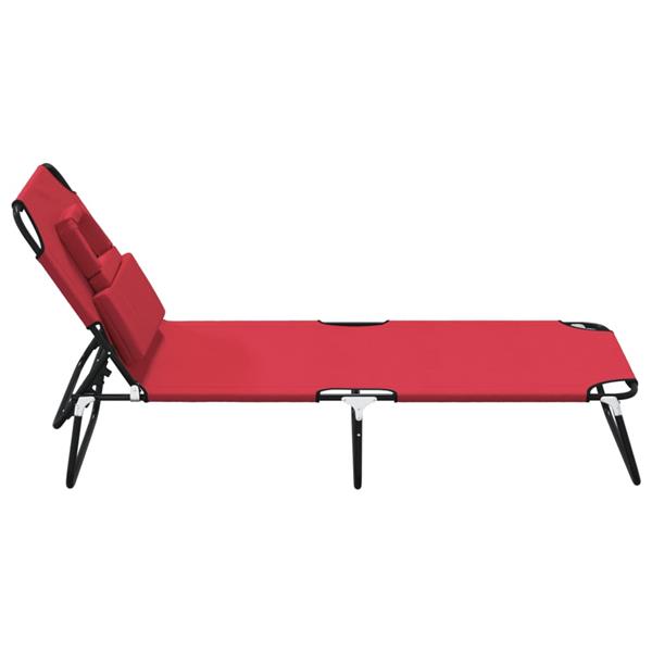 Grote foto vidaxl ligbed inklapbaar oxford stof en gepoedercoat staal rood tuin en terras tuinmeubelen