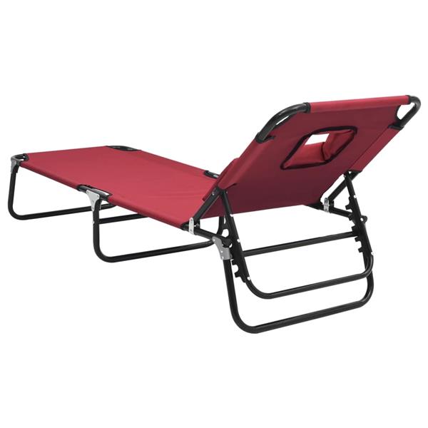 Grote foto vidaxl ligbed inklapbaar oxford stof en gepoedercoat staal rood tuin en terras tuinmeubelen