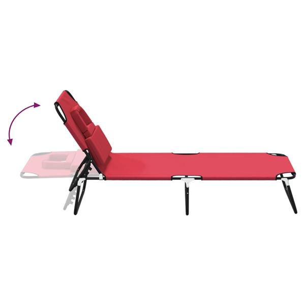Grote foto vidaxl ligbed inklapbaar oxford stof en gepoedercoat staal rood tuin en terras tuinmeubelen