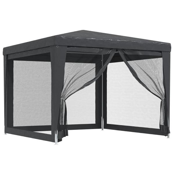 Grote foto vidaxl partytent met 4 mesh zijwanden 3x3 m hdpe antracietkleurig tuin en terras overige tuin en terras