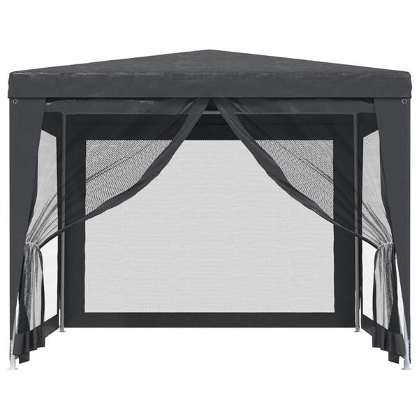 Grote foto vidaxl partytent met 4 mesh zijwanden 3x3 m hdpe antracietkleurig tuin en terras overige tuin en terras