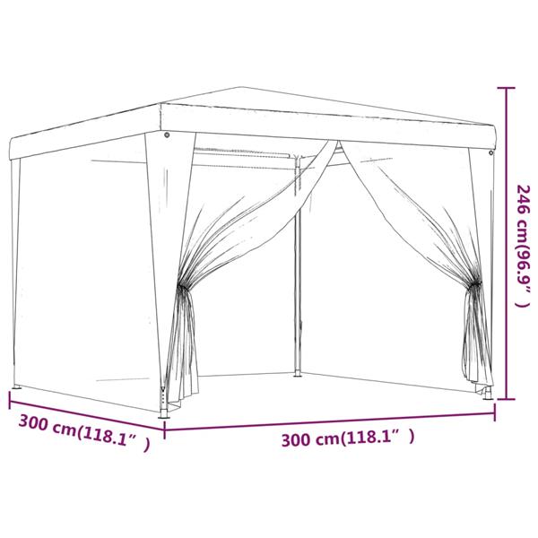 Grote foto vidaxl partytent met 4 mesh zijwanden 3x3 m hdpe antracietkleurig tuin en terras overige tuin en terras