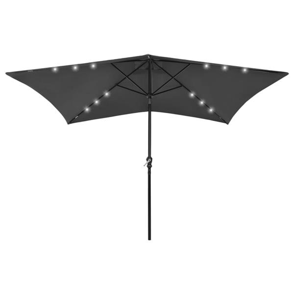 Grote foto vidaxl parasol met led en stalen paal 2x3 m antracietkleurig tuin en terras overige tuin en terras