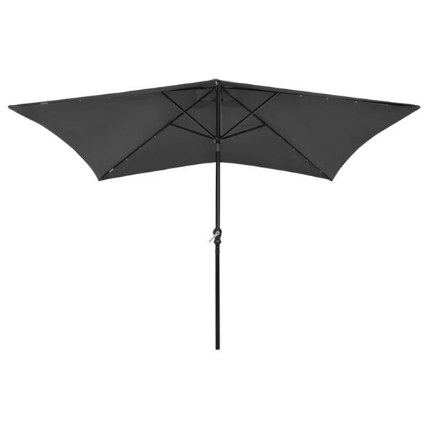 Grote foto vidaxl parasol met led en stalen paal 2x3 m antracietkleurig tuin en terras overige tuin en terras