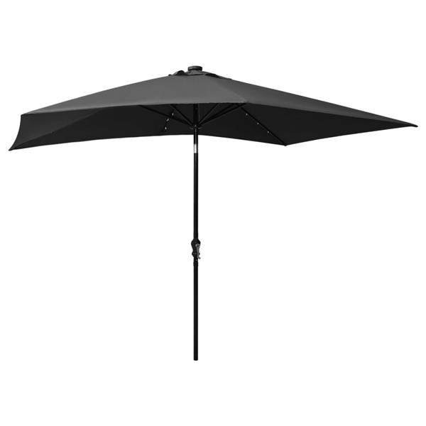 Grote foto vidaxl parasol met led en stalen paal 2x3 m antracietkleurig tuin en terras overige tuin en terras