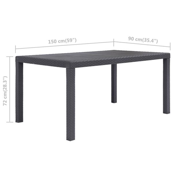 Grote foto vidaxl tuintafel 150x90x72 cm rattan look kunststof bruin tuin en terras tuinmeubelen