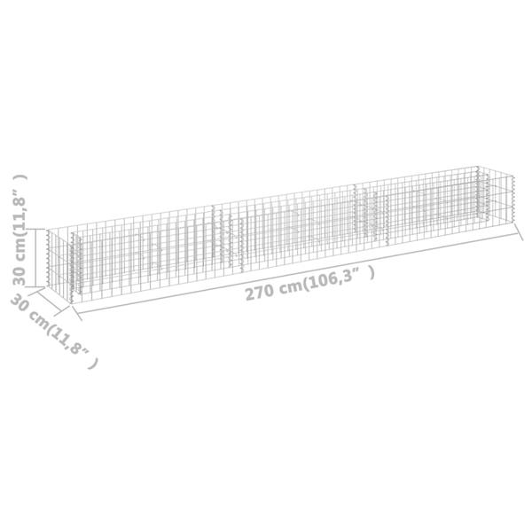 Grote foto vidaxl gabion plantenbak verhoogd 270x30x30 cm gegalvaniseerd staal tuin en terras overige tuin en terras
