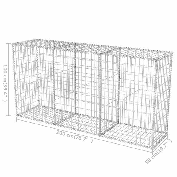 Grote foto vidaxl gabion mand 200x50x100 cm gegalvaniseerd staal tuin en terras hekken en schuttingen