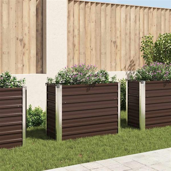 Grote foto vidaxl plantenbak verhoogd 100x40x77 cm gegalvaniseerd staal bruin tuin en terras overige tuin en terras