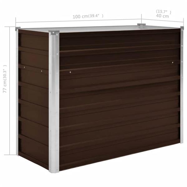 Grote foto vidaxl plantenbak verhoogd 100x40x77 cm gegalvaniseerd staal bruin tuin en terras overige tuin en terras