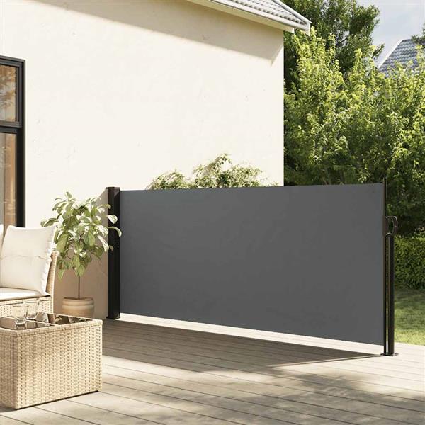 Grote foto vidaxl windscherm uittrekbaar 140x500 cm antracietkleurig tuin en terras overige tuin en terras