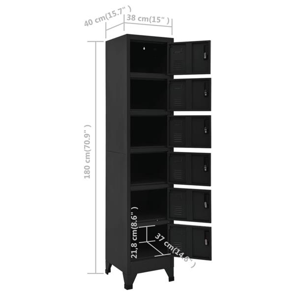 Grote foto vidaxl lockerkast 38x40x180 cm staal zwart huis en inrichting overige