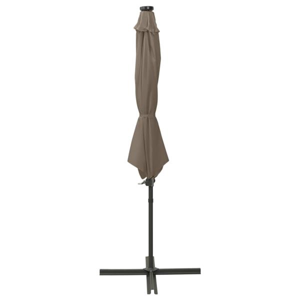 Grote foto vidaxl zweefparasol met paal en led verlichting 300 cm taupe tuin en terras overige tuin en terras