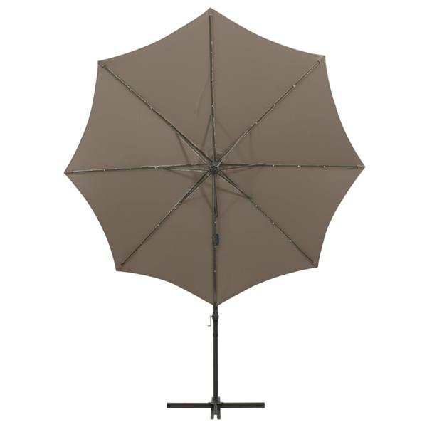 Grote foto vidaxl zweefparasol met paal en led verlichting 300 cm taupe tuin en terras overige tuin en terras