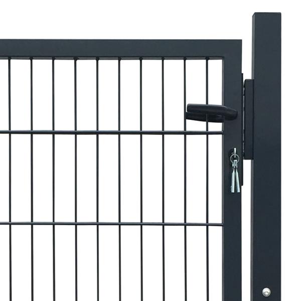 Grote foto vidaxl poort dubbelstaafmat enkel 106x130 cm antracietgrijs tuin en terras hekken en schuttingen