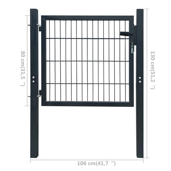Grote foto vidaxl poort dubbelstaafmat enkel 106x130 cm antracietgrijs tuin en terras hekken en schuttingen