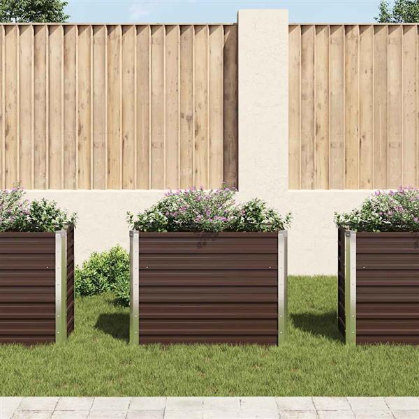Grote foto vidaxl plantenbak verhoogd 100x40x77 cm gegalvaniseerd staal bruin tuin en terras overige tuin en terras