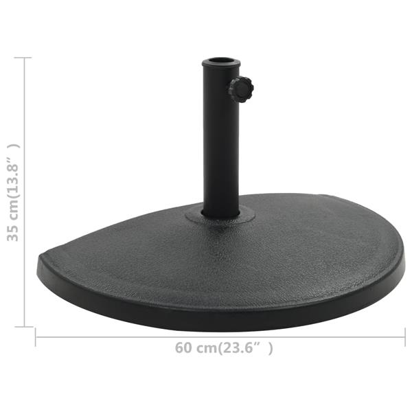 Grote foto vidaxl parasolvoet halfrond 15 kg polyresin zwart tuin en terras overige tuin en terras