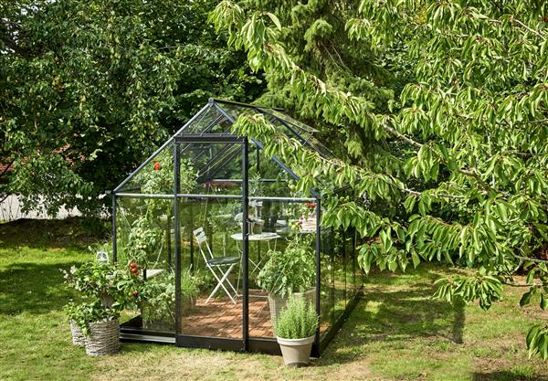 Grote foto tuinkas qube 68 zwart gecoat tuin en terras kassen en kweekspullen