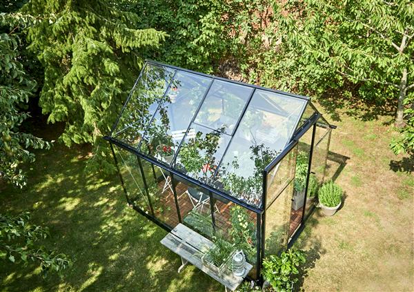 Grote foto tuinkas qube 68 zwart gecoat tuin en terras kassen en kweekspullen