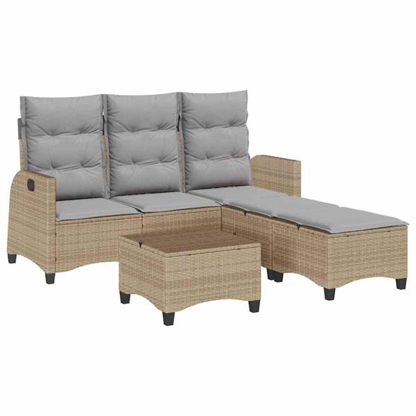Grote foto vidaxl 3 delige tuinbankstel met kussens l vormig beige poly rattan tuin en terras tuinmeubelen