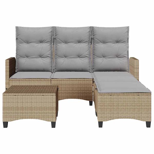 Grote foto vidaxl 3 delige tuinbankstel met kussens l vormig beige poly rattan tuin en terras tuinmeubelen