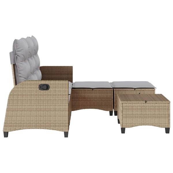 Grote foto vidaxl 3 delige tuinbankstel met kussens l vormig beige poly rattan tuin en terras tuinmeubelen