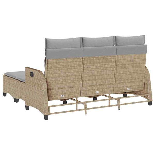 Grote foto vidaxl 3 delige tuinbankstel met kussens l vormig beige poly rattan tuin en terras tuinmeubelen