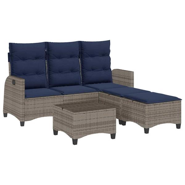 Grote foto vidaxl 3 delige tuinbankstel met kussens l vormig poly rattan grijs tuin en terras tuinmeubelen
