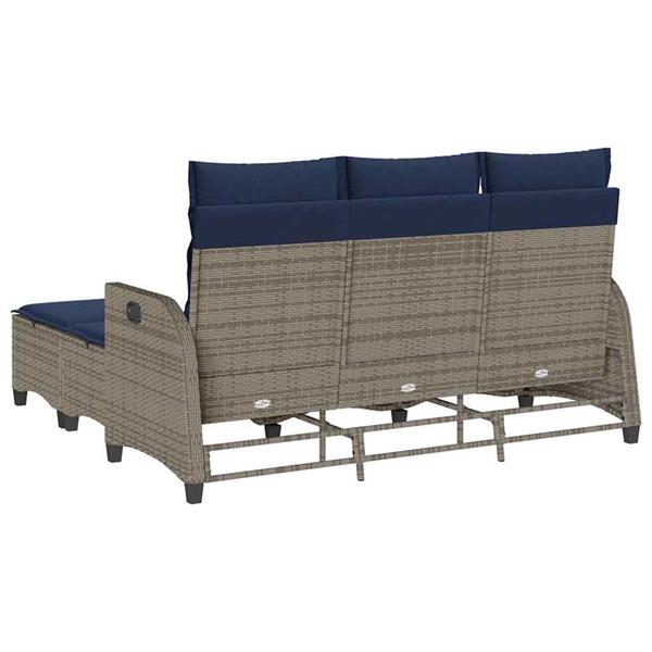 Grote foto vidaxl 3 delige tuinbankstel met kussens l vormig poly rattan grijs tuin en terras tuinmeubelen