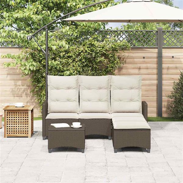 Grote foto vidaxl 3 delige tuinbankstel met kussens l vormig poly rattan bruin tuin en terras tuinmeubelen