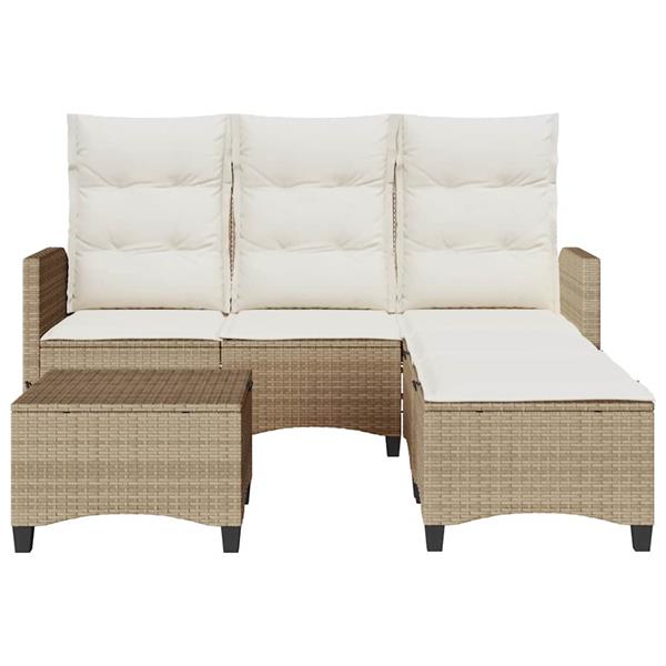 Grote foto vidaxl 3 delige tuinbankstel met kussens l vormig beige poly rattan tuin en terras tuinmeubelen