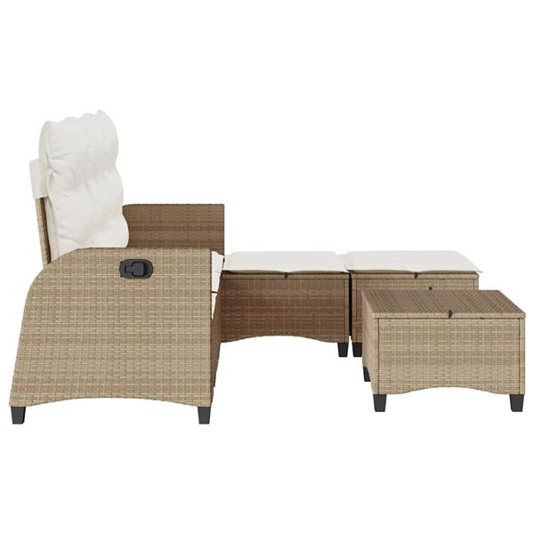 Grote foto vidaxl 3 delige tuinbankstel met kussens l vormig beige poly rattan tuin en terras tuinmeubelen