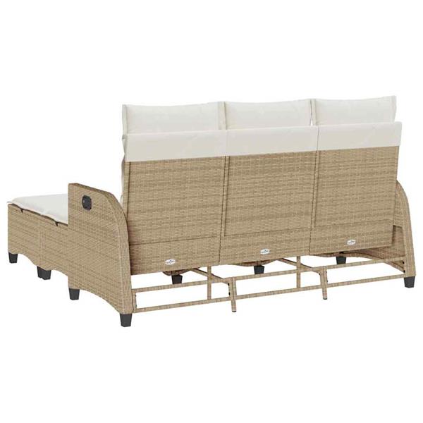 Grote foto vidaxl 3 delige tuinbankstel met kussens l vormig beige poly rattan tuin en terras tuinmeubelen