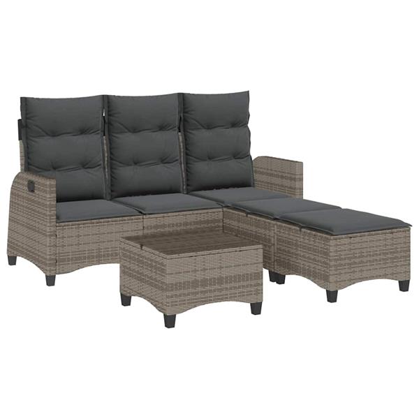 Grote foto vidaxl 3 delige tuinbankstel met kussens l vormig poly rattan grijs tuin en terras tuinmeubelen